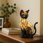 🐱💖Stolna lampa u obliku mačke, retro noćna lampa izrađena od šarene smole, s mačjom tematikom
