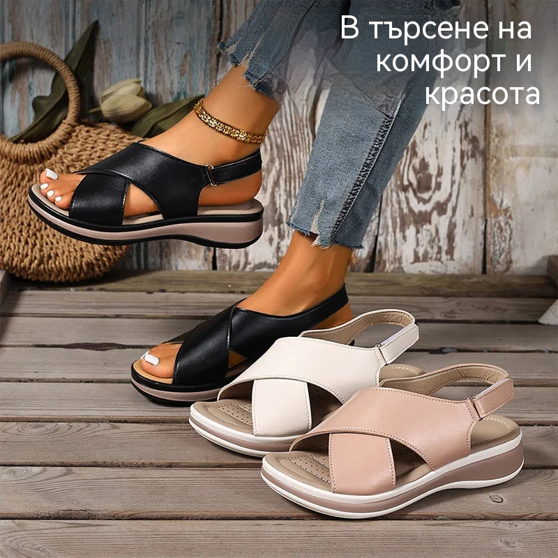 【36-43】Дамски сандали в големи размери с дебела платформа, меки и дишащи, осигуряват комфорт и свобода при носене