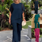 🎁Novo, 50% popusta💥【Bluza + Hlače】【40-100KG】Novo elegantno obično šifonsko odijelo širokog kroja